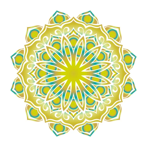 Ronde Mandala Lotus Bloem Geïsoleerd Design Element Voor Print Shirt — Stockvector