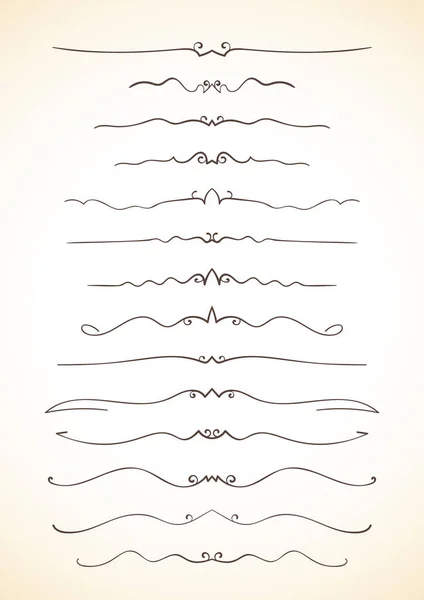 Líneas Caligráficas Ornamentales Divisores Página Decoración Vector Delicado Diseño Minimalista — Archivo Imágenes Vectoriales