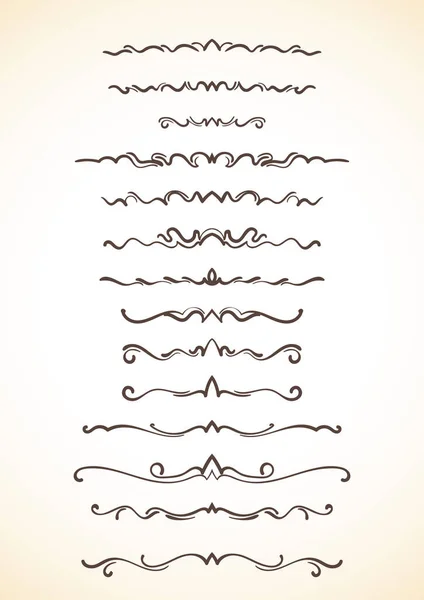 Líneas Caligráficas Ornamentales Divisores Página Decoración Vector Delicado Diseño Elemento — Archivo Imágenes Vectoriales