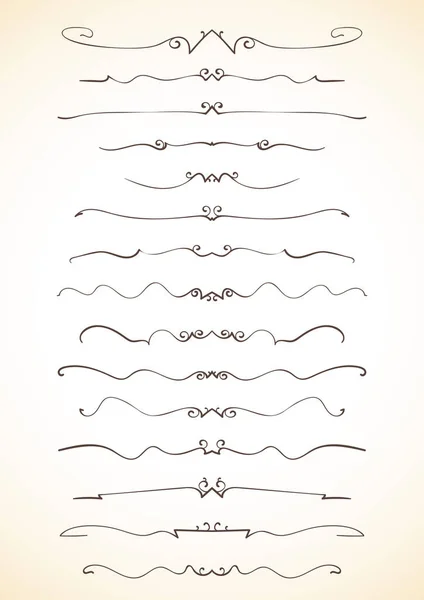 Líneas Caligráficas Ornamentales Divisores Página Decoración Vector Delicado Diseño Minimalista — Archivo Imágenes Vectoriales