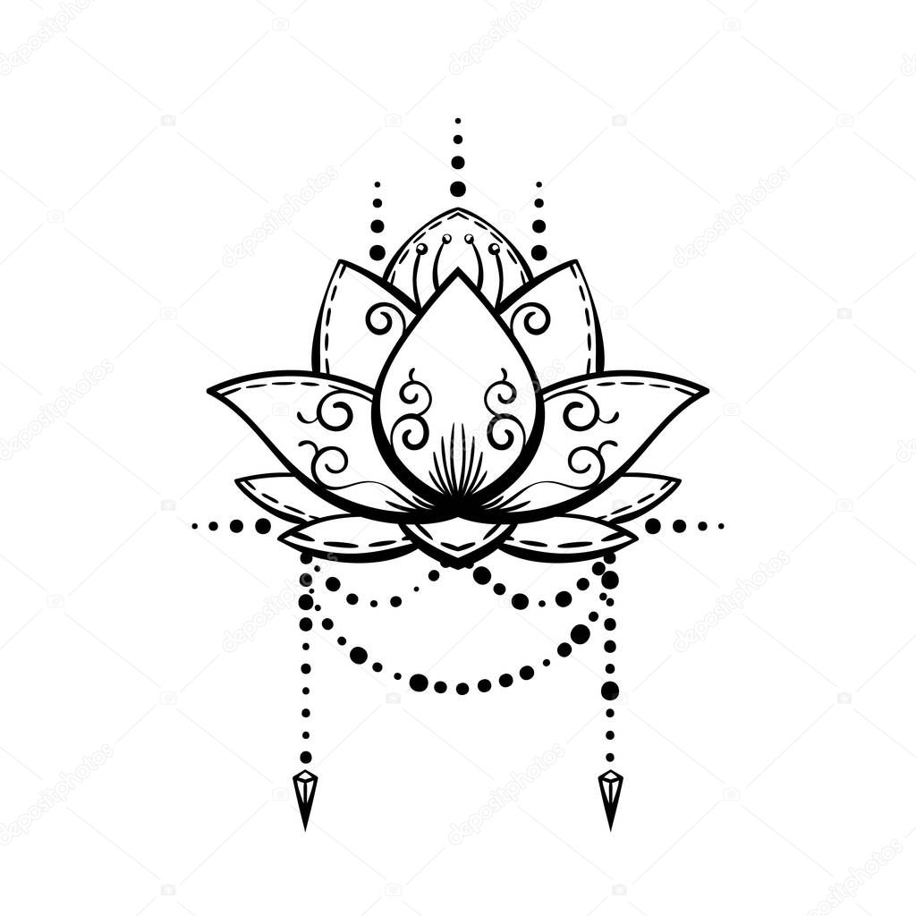 Flor · loto · tatuaje · magia · símbolo · impresión - ilustración vectorial  © barsrsind (#8474431)