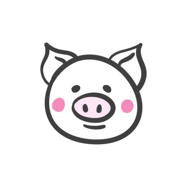 Basit bir domuz suratı çizimi, el çizimi vektör çizimi