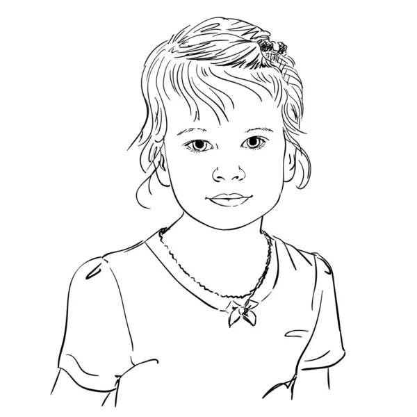 Twarz Małej Dziewczynki Ręcznie Rysowane Sztuki Linii Jasne Bez Wyklucia — Wektor stockowy