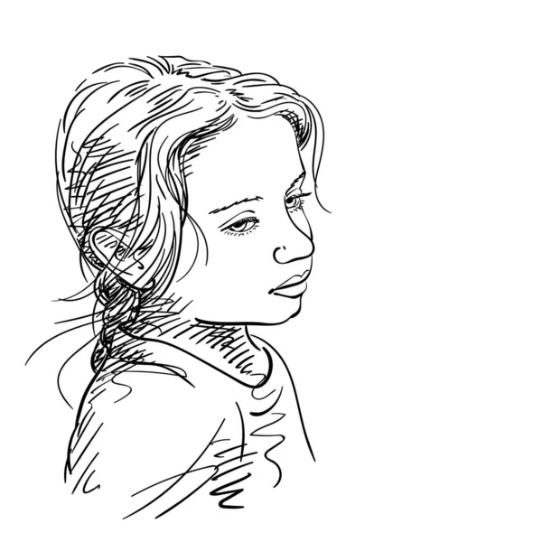 Красивая Девочка Векторный Скит Нарисованная Иллюстрация — стоковый вектор