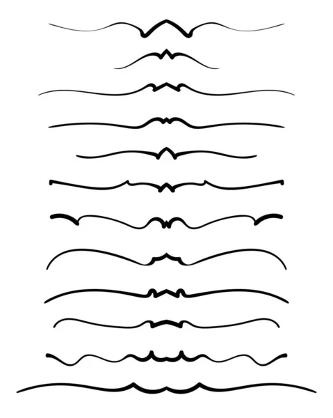 Líneas Caligráficas Ornamentales Divisores Página Decoración Vector Delicado Diseño Minimalista — Archivo Imágenes Vectoriales