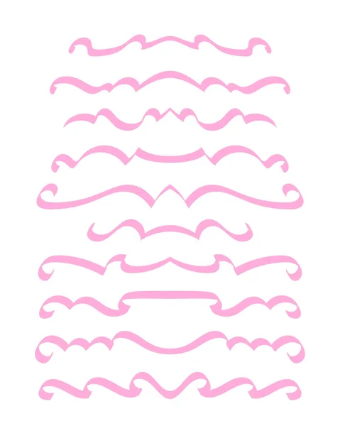 装饰书法线分割页装饰 矢量精美简约设计元素集 粉红缎带 — 图库矢量图片