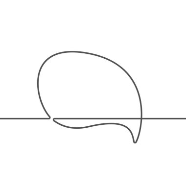 Konuşma baloncuğu sürekli çizgi akış sıvı şekli çizer, siyah ve beyaz vektör minimalistik doğrusal çizim