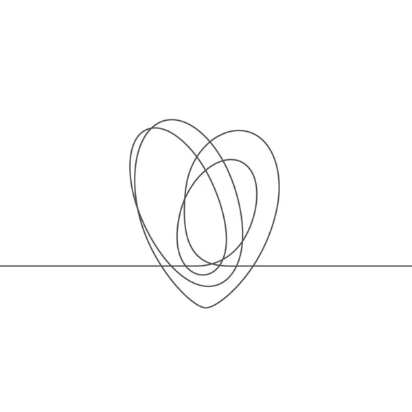 Kontinuierliche Linienzeichnung Des Herzens Schwarz Weiß Vektor Minimalistische Illustration — Stockvektor