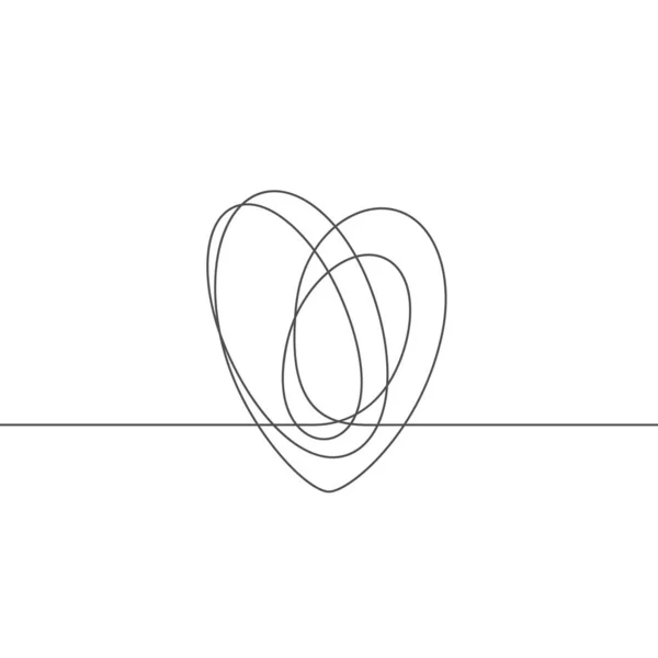 Непрерывное Рисование Линии Сердца Черно Белая Векторная Минималистическая Иллюстрация — стоковый вектор