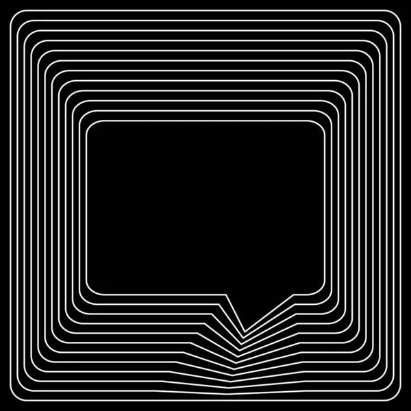 正方形の形状から変換スピーチバブルダイナミックライン デザインのための黒のテンプレート上のトレンディな幾何学的なフレームのミニマリストスタイルの白 — ストックベクタ