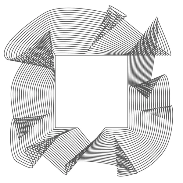 Spraakbel Dynamische Gevouwen Lijn Geometrische Frame Minimalistische Stijl Zwart Wit — Stockvector