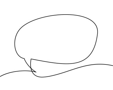 Konuşma baloncuğu sürekli bir çizgi çizimi, vektör grafikleri, tek satırdan oluşan minimalist çizim, tasarım şablonu