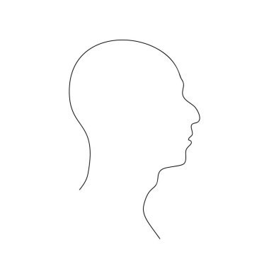 Burnu kamburlaşmış bir adam kafası ve boynu adem elması sürekli bir çizgi çiziyor, vektör grafikleri tek çizgiden oluşan minimalist çizimler.