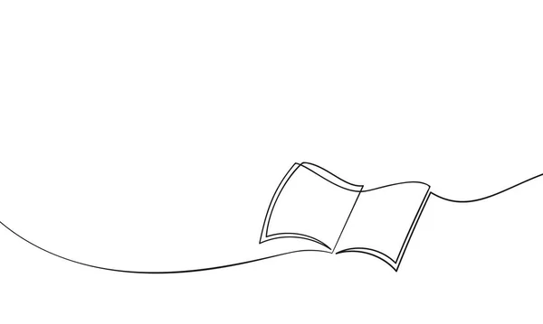 Open Book Continuous One Line Drawing Εκπαίδευση Και Επιστροφή Στο — Διανυσματικό Αρχείο