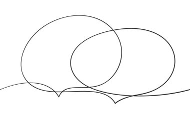 İki konuşma kabarcığı aralıksız bir çizgi karalama, siyah ve beyaz vektör minimalist çizim tek çizgi organik şekilli çizim, tasarım elemanı şablonu