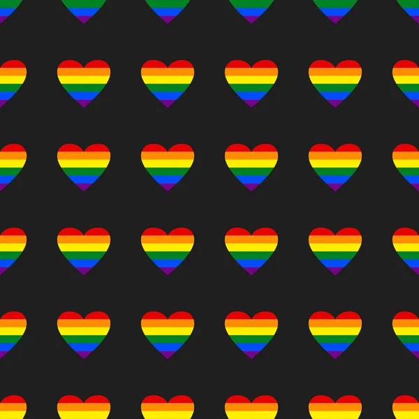 Regenbogenstolz Herz Nahtloses Muster Bunte Streifen Der Lgbtq Community Flagge — Stockvektor