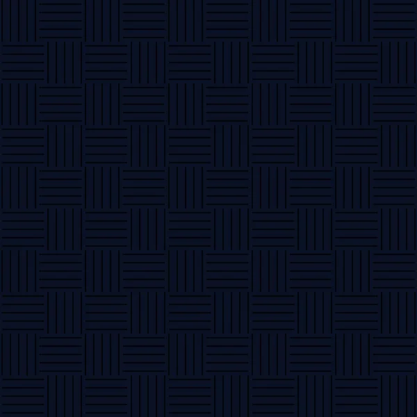 濃い青の背景 黒い幾何学的なグリッド線ベクトルとシームレスなパターン — ストックベクタ