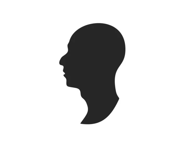 Silhouette Tête Masculine Profil Avec Nez Bosse Pomme Adam Cou — Image vectorielle