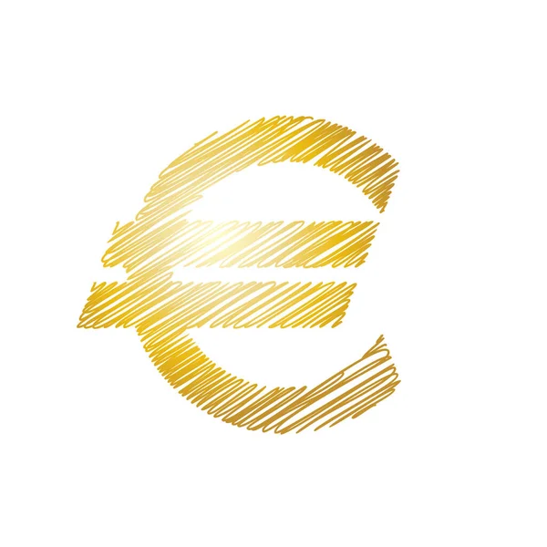 Bosquejo Signo Euro Color Dorado Sobre Fondo Blanco Ilustración Vectorial — Vector de stock