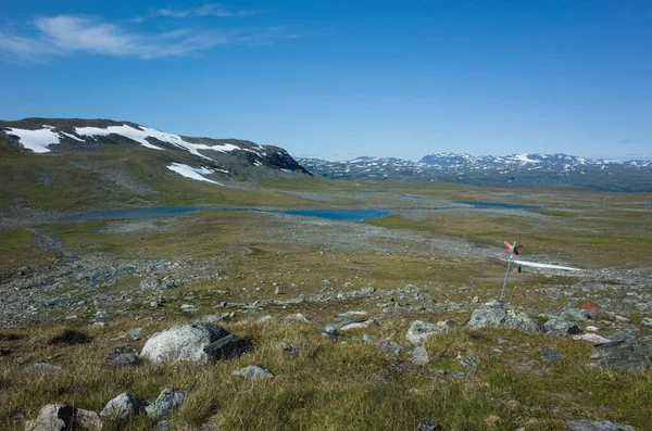 Paisagem Lapônia Sueca Com Pedras Neve Vegetação Frágil Ambiente Ártico — Fotografia de Stock