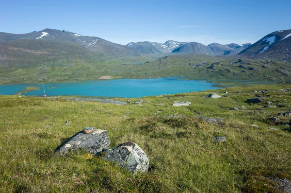 Paisaje Sueco Laponia Ambiente Ártico Escandinavia Cálido Día Soleado Verano — Foto de Stock