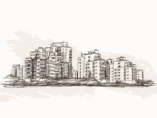도시 풍경 스케치 — 스톡 벡터