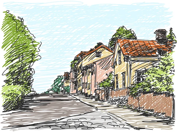 町の通りの家 — ストックベクタ