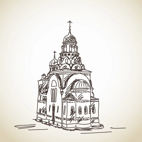 Skizze der russisch-orthodoxen Kirche — Stockvektor