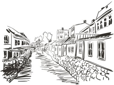 Cityscape nehir kroki