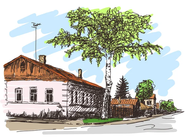 ロシアの村の家 — ストックベクタ
