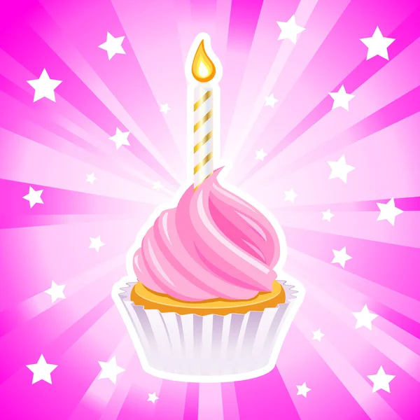 Feliz aniversário cupcake — Vetor de Stock