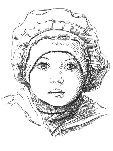 Child girl in beret — Stock Vector