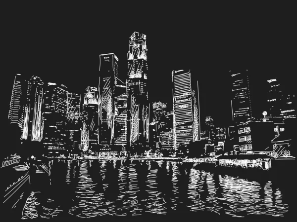 Singapur gökyüzü geceleri