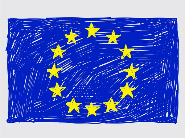Schizzo della bandiera dell'Unione europea — Vettoriale Stock