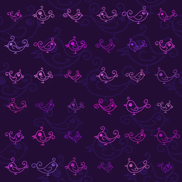 Pájaros púrpura patrón sin costura — Archivo Imágenes Vectoriales