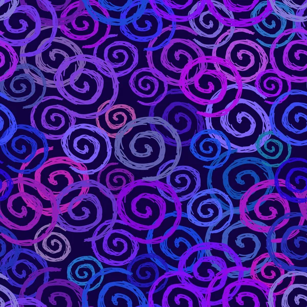 Patrón espiral garabato azul neón — Vector de stock