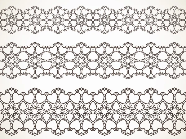 Corazones y flores bordean — Archivo Imágenes Vectoriales