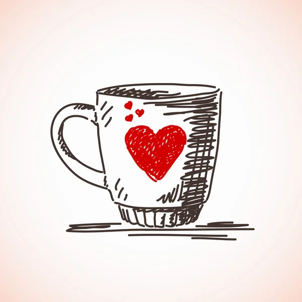 Mug with red heart — Stock Vector