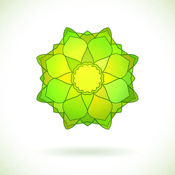 Ronde groene bloem ornament — Stockvector