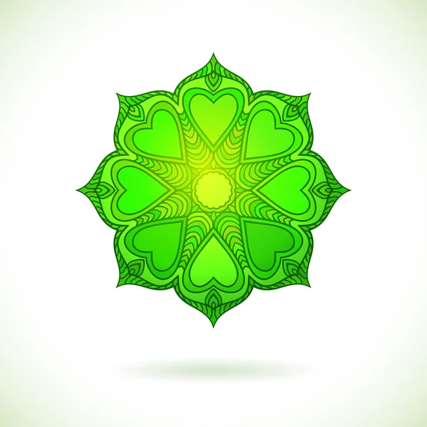 Fleur verte avec des cœurs — Image vectorielle