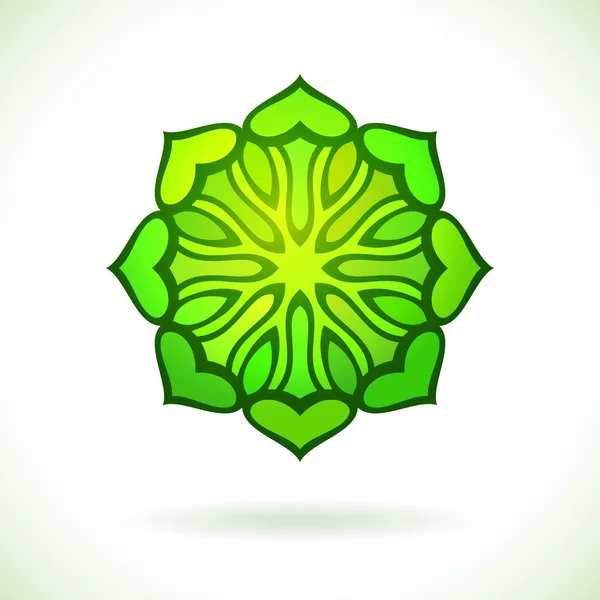 Ornement de fleurs vert rond — Image vectorielle