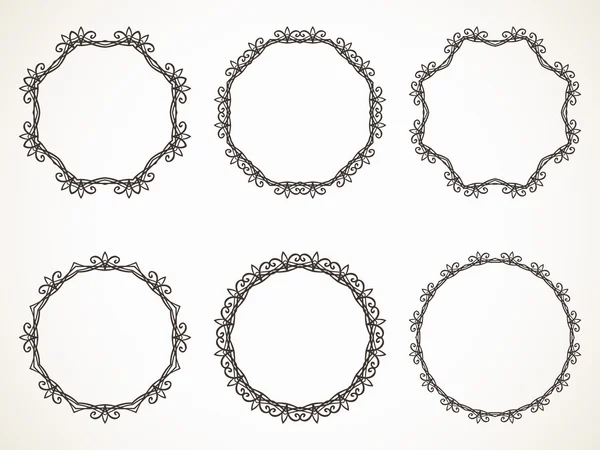Calligraphic round frames — Stock Vector
