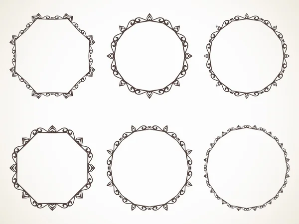 Calligraphic round frames — Stock Vector