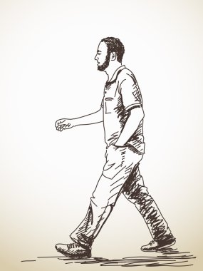 Genç adam yürüme kroki