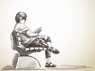 Kadın kitap okuma taslağını