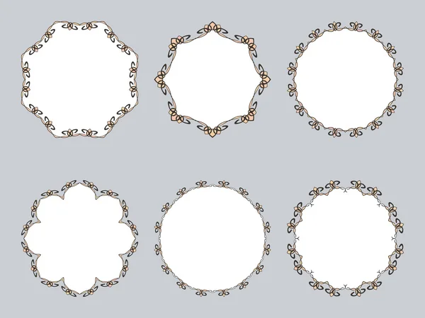 Molduras redondas caligráficas — Vetor de Stock