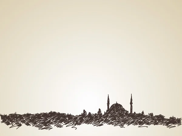 Croquis de la silhouette de la mosquée skyline — Image vectorielle