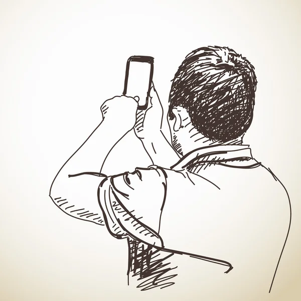 Άνθρωπος λήψη φωτογραφιών με έξυπνο τηλέφωνο — Διανυσματικό Αρχείο
