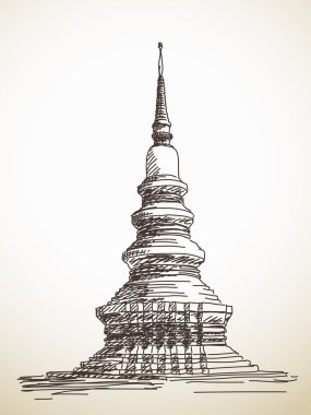Tay stupa Chedi taslağını