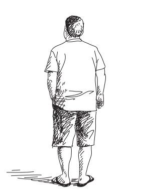 Ayakta adam arkadan taslağını